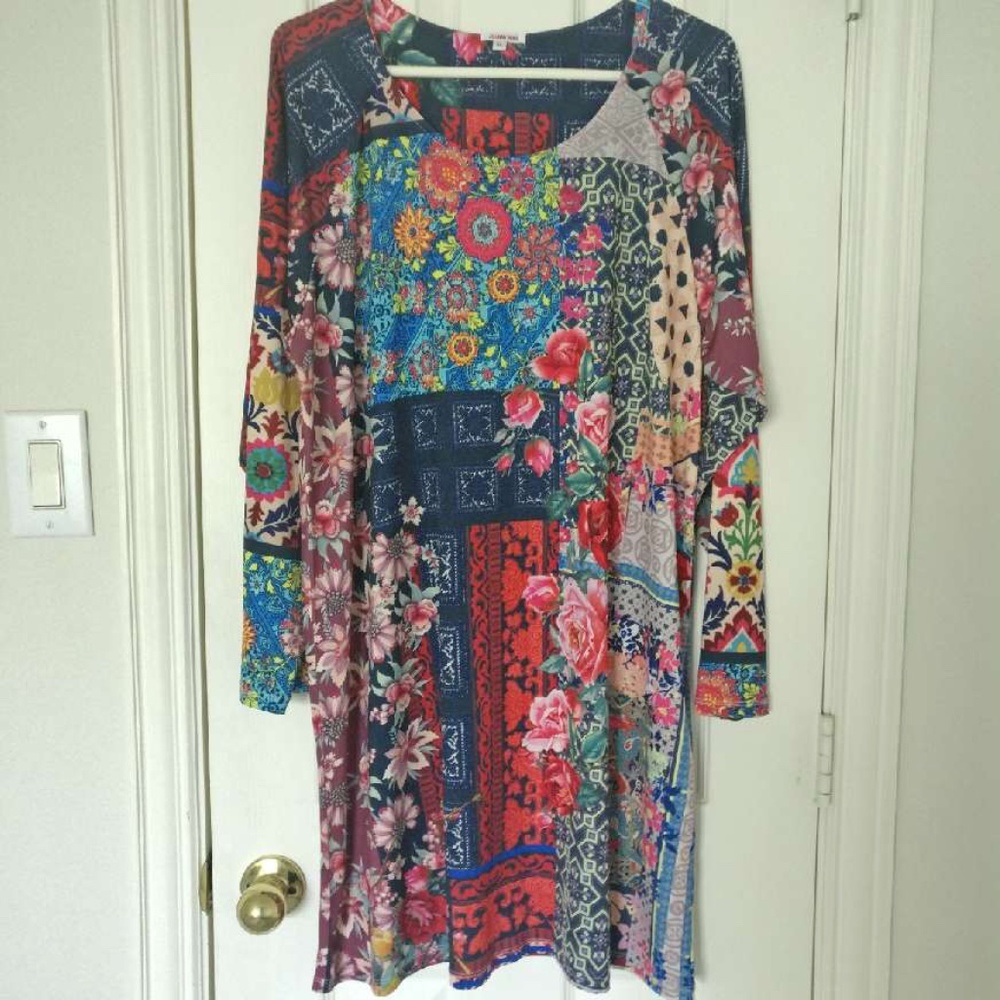 Johny Was floral patchwork print shirt dress XL-sold